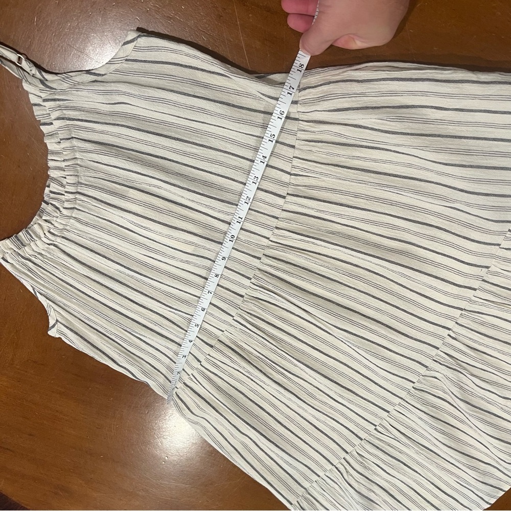 NEW $98 Evereve Harper Gauze Sundress Black/Cream Stripe Tiered Sleeveless Mini - Picture 14 of 16